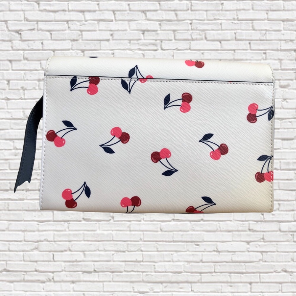 KATE SPADE • Carson Dancing Cherries Printed Leather Convertible Crossbody - Picture 6 of 10